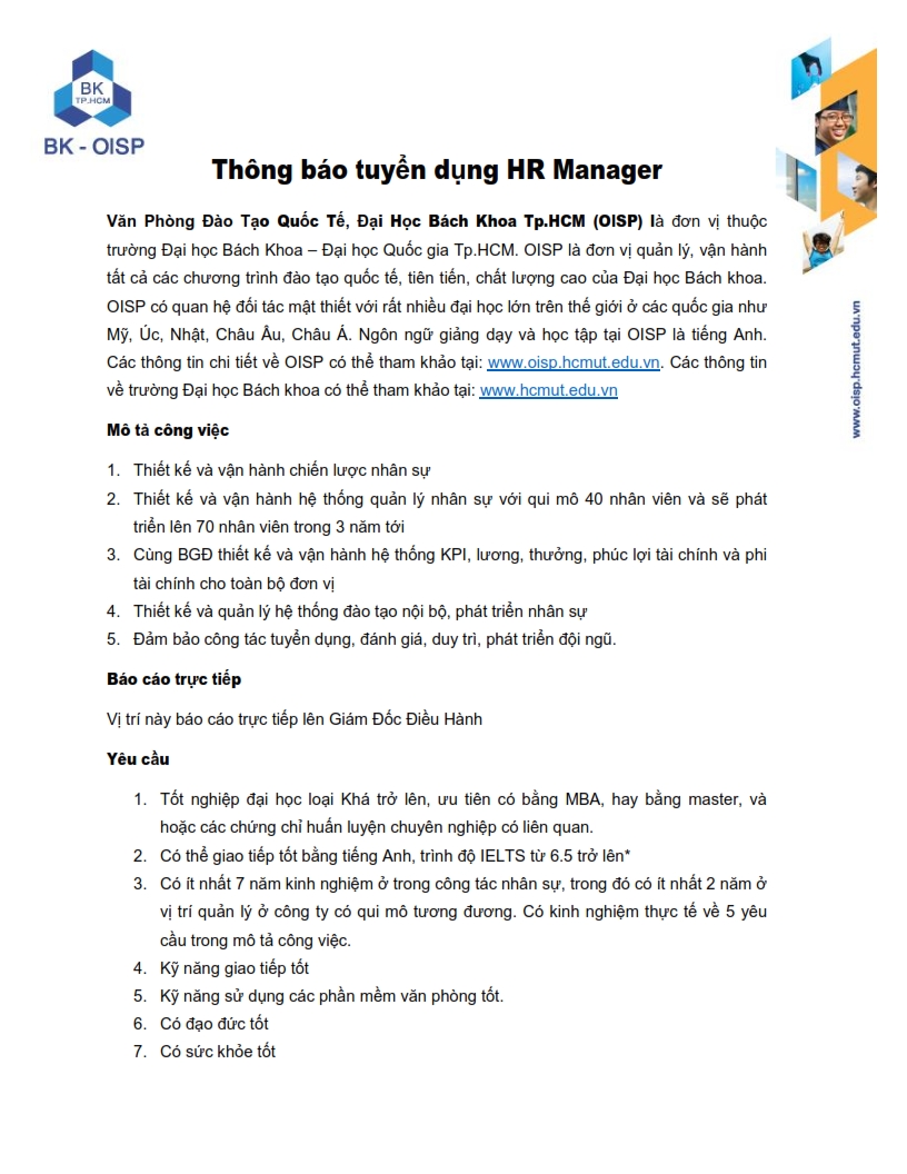 HR Manager - OISP - HCMUT 001